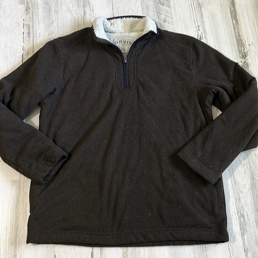 Orvis Brown Fleece lined pullover Size M